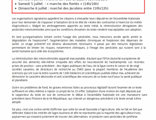 MOBISATION CONTRE LE VOTE DE LA LOI DUPLOMB LE 8 JUILLET