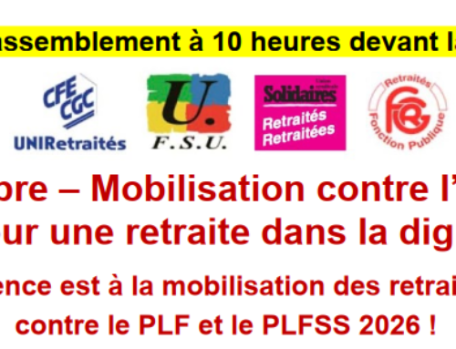 6 novembre – Mobilisation contre l’austérité et pour une retraite dans la dignité !