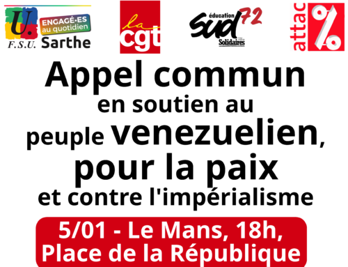 Appel commun en soutien au peuple venezuelien, pour la paix et contre l&rsquo;impérialisme – 5/01 – 18h
