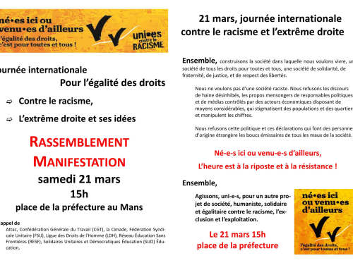 Journée internationale Pour l’égalité des droits – 21 mars 2026